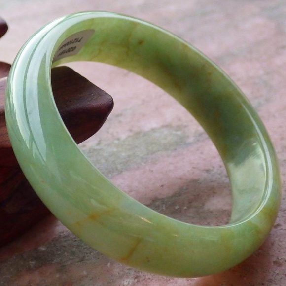 Certified Green Yellow Natural A JADE Jadeite Bangle Bracelet 玉镯 54mm 绿色 - Picture 5 of 10